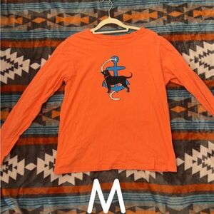 Orange Long Sleeve Shirt with Anchor and dog/anchor Design